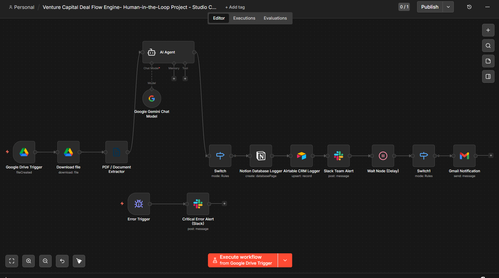 n8n workflow — VC Deal Flow Engine